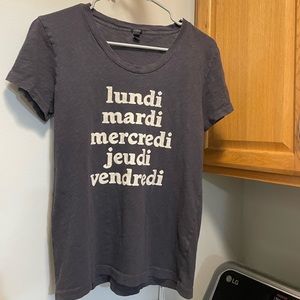 J Crew Women’s Graphic Tee T Shirt Logo French Size Medium Short Sleeve